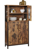 Wielofunkcyjna szafka do przechowywania z regulowana polka i metalowa rama, do lazienki, kuchni lub salonu, industrialny braz i czarny